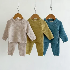 2Pcs Baby Boy Clothes Set Autumn Winter Soft Knit Cotton Baby Boy Sweater + Pants Kids Outfit Spring
