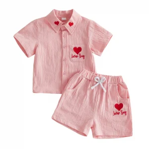 3Pcs Baby Girl Valentine s Day Outfits Long Sleeve Love Heart Print Romper Pants Headband Set Infant Clothing